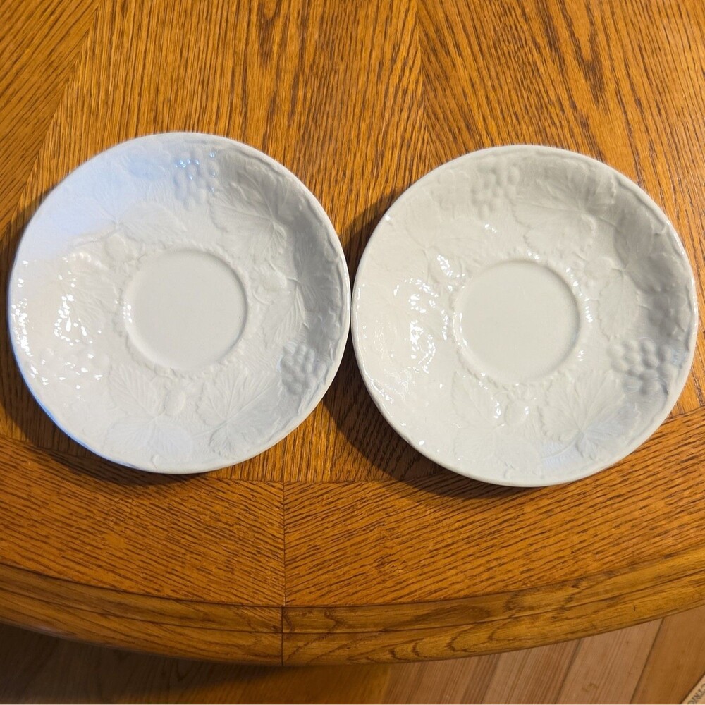 2 Vintage Burleigh Davenport Strawberry and Grape Leaf 6 inch Saucers